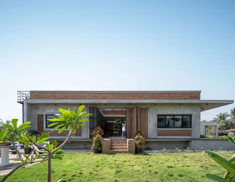 Contemporary brick farmhouse