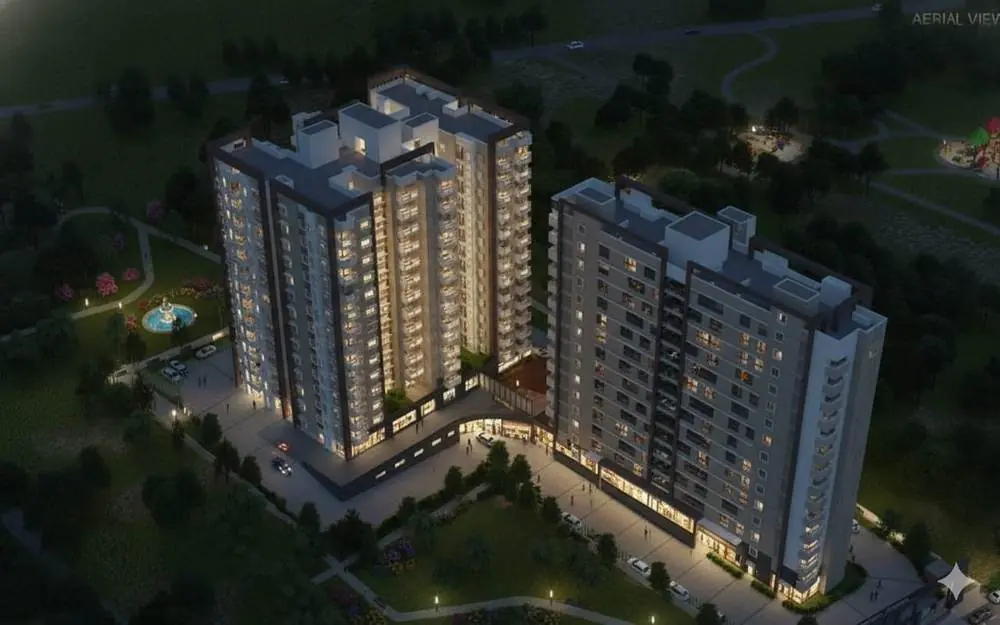 Night aerial render of Meenakshi Vrindavan