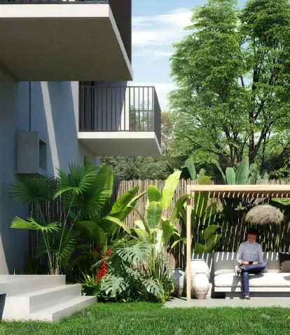 Private garden and balcony lounge